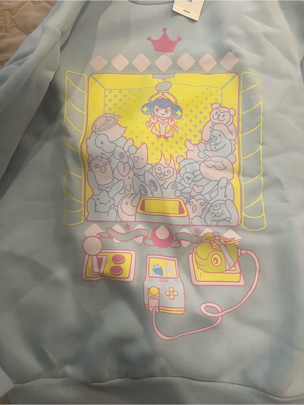 NWT Knights of Guinevere Hot Topic Pastel Claw Machine Sweatshirt - Light Blue